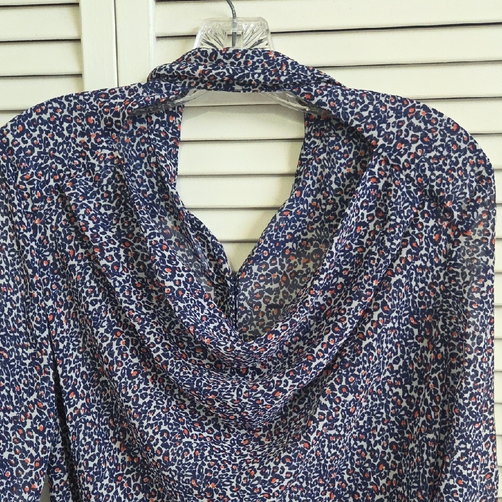 Jessica Simpson Blue Blouse with Mandarin Collar and Relaxed Fit - Picture 6 of 6